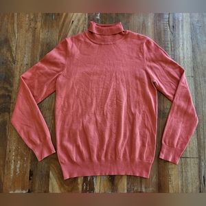 ModCloth Womens Medium Ribbed Long Sleeve Cozy Turtleneck Coral B1
